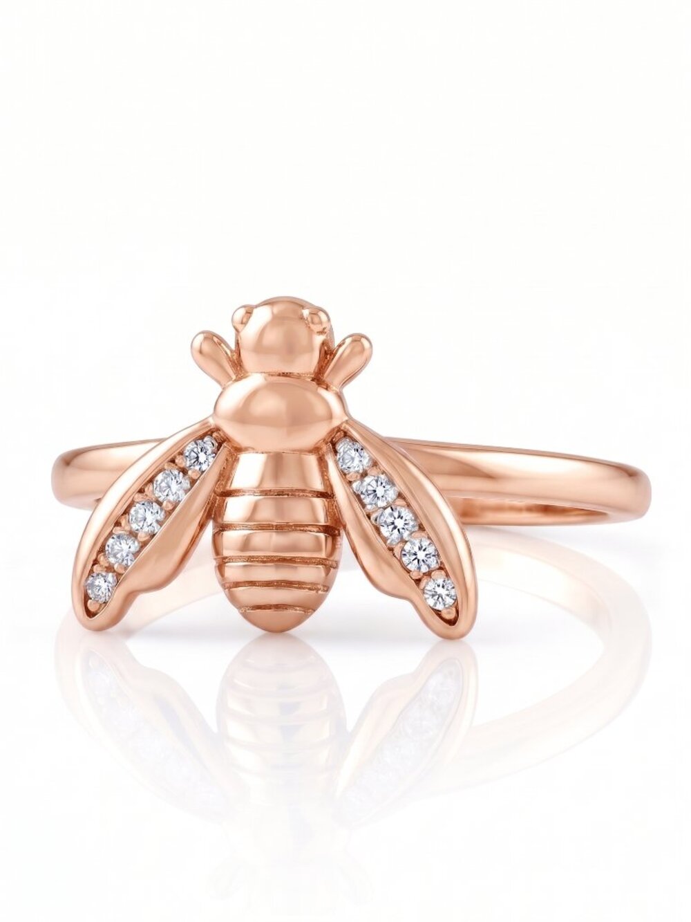 Adorable Honey Bee ring with rose gold finish, Charmed Aroma 925 Sterling Silver